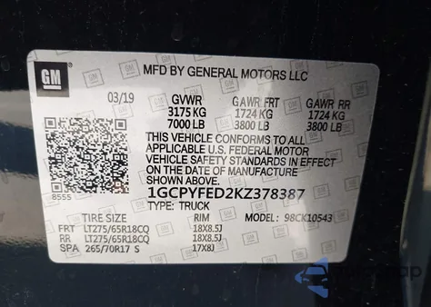 2021 Chevrolet Silverado 1500 4Wd Short Bed Lt Trail Boss z USA, uszkodzony, nr VIN 3GCPYFED9MG362528